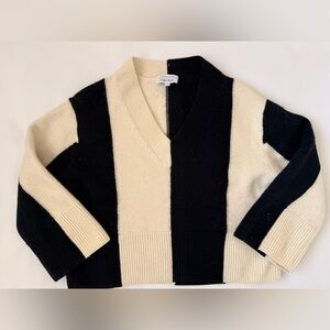 & Other Stories Black and Cream 100% Wool Striped Knit Sweater